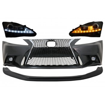 Priekinis buferis su apatine spoilerio lūpomis, tinkančiomis „Lexus“, yra XE20 (2006–2013) yra „F Sport Facelift XE30“ 2014-ųjų dizainas ir LED DRL priekiniai žibintai Dinaminis posūkio šviesos signalas