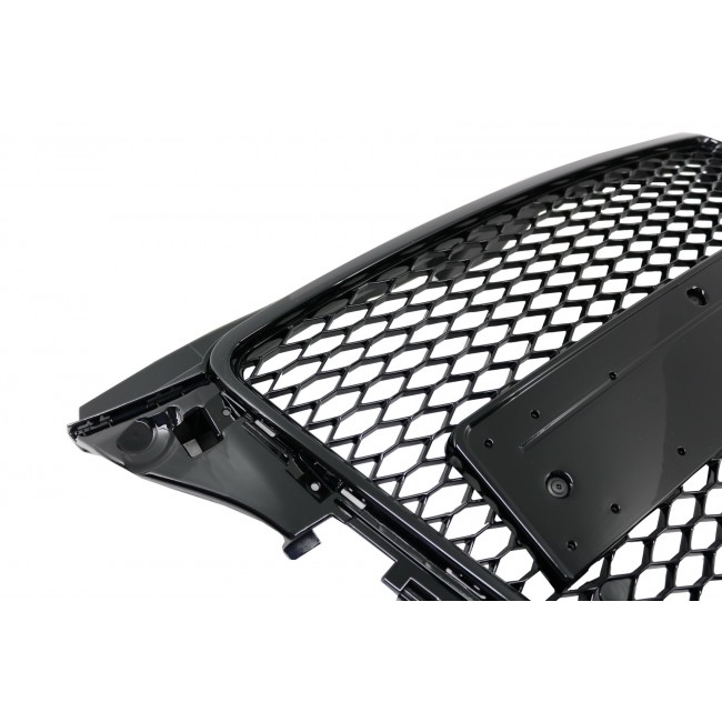 Badgeless Front Grille suitable for Audi A3 8P Facelift (2007-2012) RS Design Honeycomb Piano Black Grille With PDC Covers