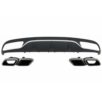 Rear Bumper Valance Diffuser with Exhaust Muffler Tips suitable for Mercedes C-Class C205 A205 Coupe Cabriolet (2014-2019) C63 Design