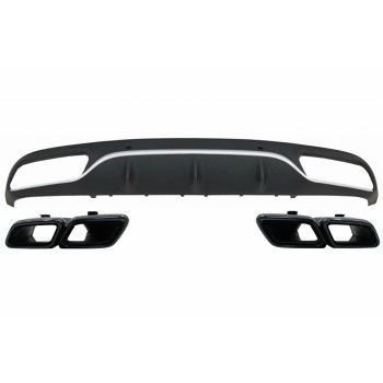 Rear Bumper Valance Diffuser with Black Exhaust Muffler Tips suitable for Mercedes C-Class C205 A205 Coupe Cabriolet (2014-2019) C63 Design