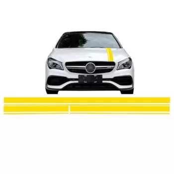 Set Sticker Matte Yellow Upper Bonnet Roof & Tailgate suitable for Mercedes CLA W117 C117 X117 (2013-2016) A Class W176 (2012-2018)