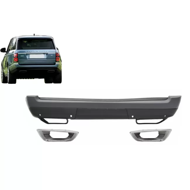 Rear Bumper with Exhaust Muffler Tips suitable for Range Rover Vogue IV L405 (2013-2017) Upgrade to Facelift 2018+ SVO Design