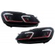 LED Headlights suitable for VW Golf 6 VI (2008-2013) With Facelift G7.5 GTI Look Red Flowing Dynamic Sequential Turning Lights LHD