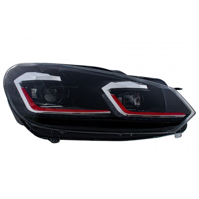 LED Headlights suitable for VW Golf 6 VI (2008-2013) With Facelift G7.5 GTI Look Red Flowing Dynamic Sequential Turning Lights LHD