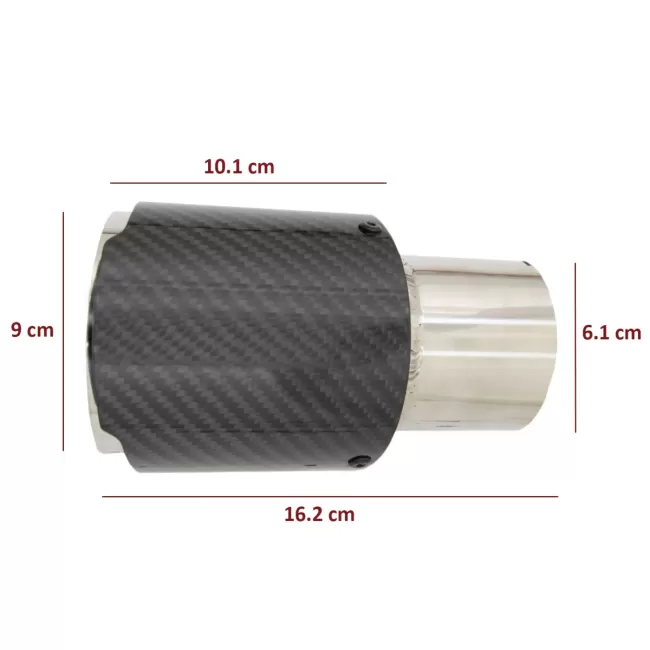 Carbon Fiber Exhaust Muffler Tips Polished Look Inlet 6.1cm