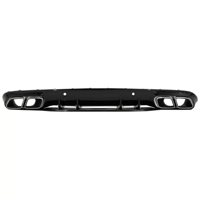 Rear Bumper Valance Diffuser suitable for Mercedes C-Class C205 A205 Coupe Cabriolet (2014-2019) Facelift C63S Design Silver Tips