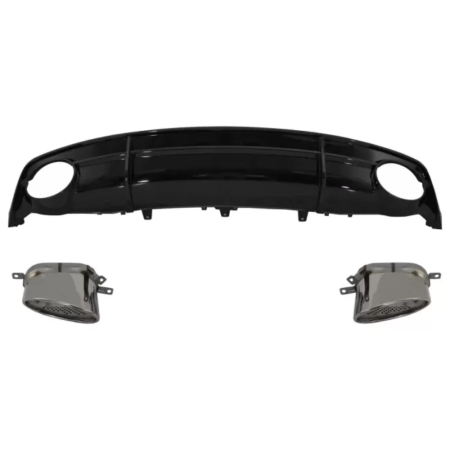 Rear Bumper Valance Diffuser Black with Exhaust Tips suitable for Audi A7 4G Facelift (2015-2018) RS7 Design only S-Line