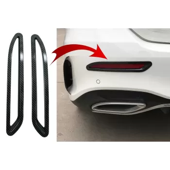 Rear Bumper Reflectors Frame Trim Cover Stickers Decal suitable for Mercedes A-Class V177 Sedan AMG Line (2018-Up) Carbon