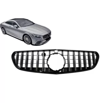 Central Grille suitable for Mercedes S-class Coupe C217 Facelift (2018-up) Cabrio A217 Facelift (2018-up) GT-R Panamericana Design Chrome