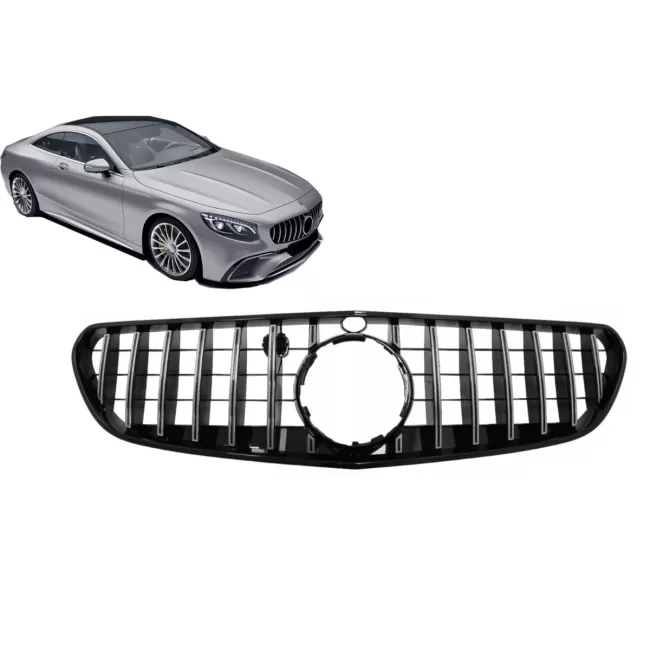 Central Grille suitable for Mercedes S-class Coupe C217 Facelift (2018-up) Cabrio A217 Facelift (2018-up) GT-R Panamericana Design Chrome