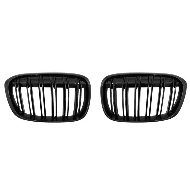 Central Kidney Grilles suitable for BMW X1 SUV F48 Pre-LCI (06.2015-2019) Double Stripe M Design Piano Black