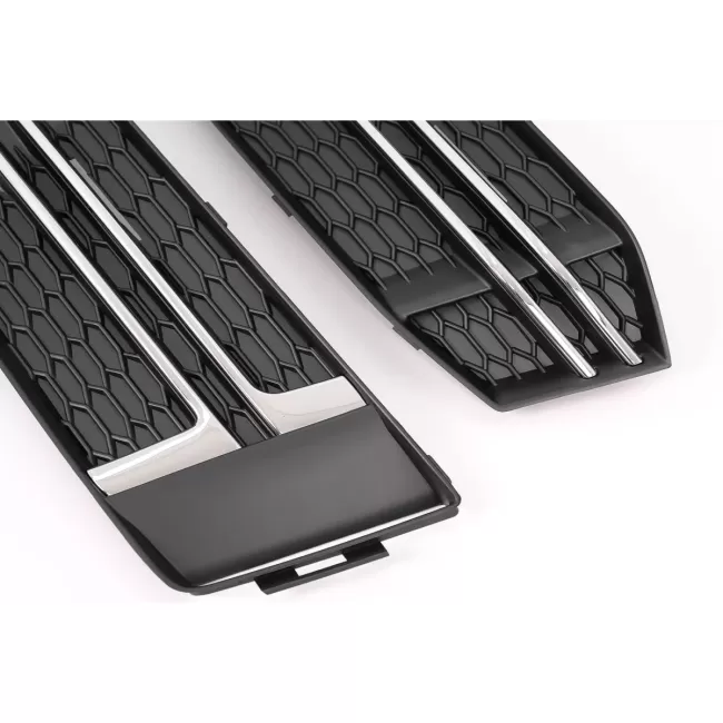 Bumper Lower Grille Covers Side Grilles suitable for Audi A4 B9 Sedan Avant (2016-2018) S-Line Silver Edition