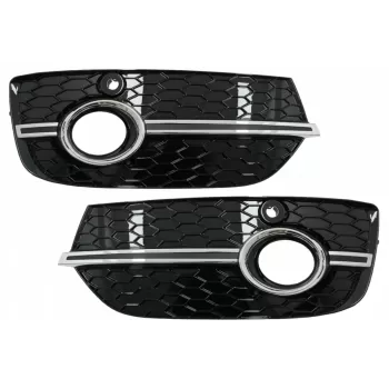Fog Lamp Covers Side Grilles suitable for Audi Q3 8U (2011-2014) RS Design Piano Black Chrome