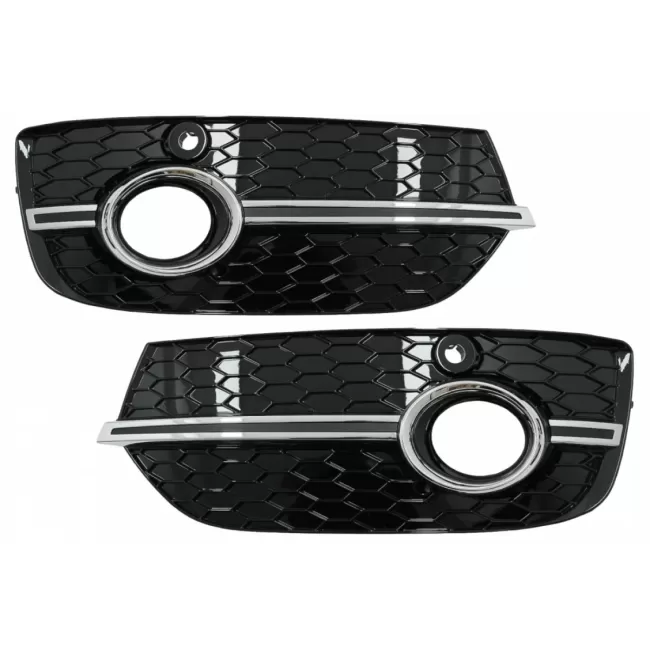 Fog Lamp Covers Side Grilles suitable for Audi Q3 8U (2011-2014) RS Design Piano Black Chrome