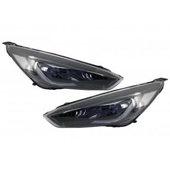 Priekiniai žibintai LED DRL, tinkamos „Ford Focus III MK3 RHD“ (2015–2017) „Bi-Xenon“ dizaino dinaminio tekėjimo signalų signalai demonų išvaizda
