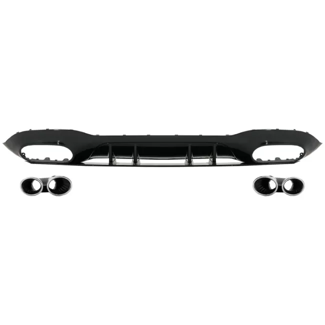 Rear Bumper Valance Diffuser suitable for Mercedes A-Class V177 Sedan (2018-) Chrome Exhaust