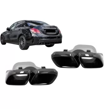 Exhaust Muffler Tips suitable for Mercedes C-Class W205 S205 C205 A205 C63 C63S Facelift (2019-up) Black