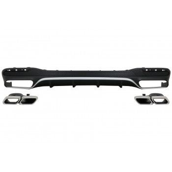 Rear Bumper Air Diffuser with Exhaust Muffler Tips suitable for Mercedes GLS Class X166 SUV Facelift (09.2015-2019) GLS63 Design