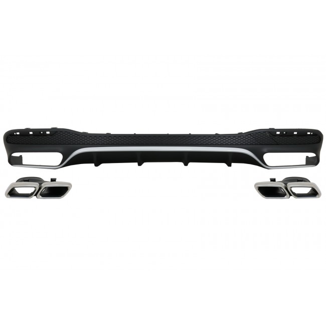 Rear Bumper Air Diffuser with Exhaust Muffler Tips suitable for Mercedes GLS Class X166 SUV Facelift (09.2015-2019) GLS63 Design