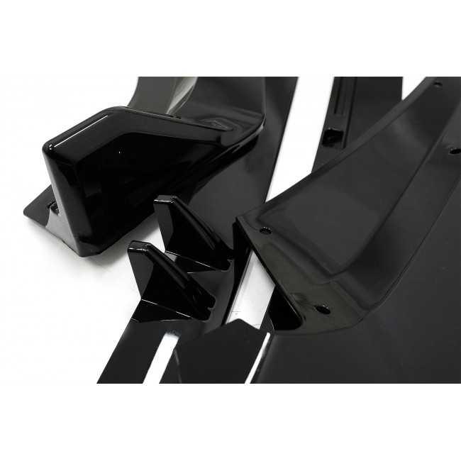 Front Bumper Spoiler Lip suitable for Audi A4 B9 8W S-Line (2016-2018) Piano Black Add-On