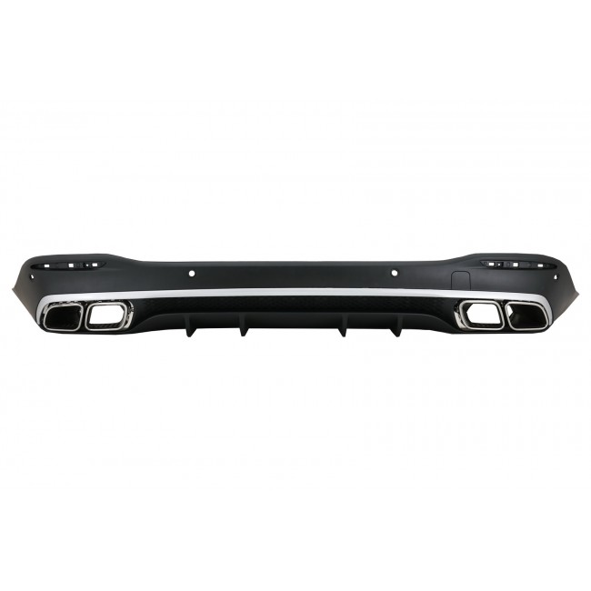 Rear Diffuser with Silver Exhaust Muffler Tips suitable for Mercedes GLE W167 SUV V167 Sport Line (2019-Up) GLE 63 Design