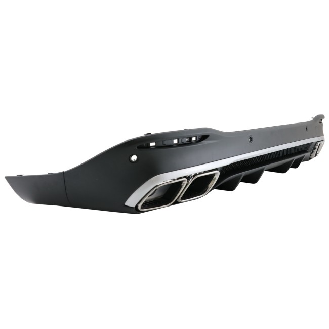 Rear Diffuser with Silver Exhaust Muffler Tips suitable for Mercedes GLE W167 SUV V167 Sport Line (2019-Up) GLE 63 Design
