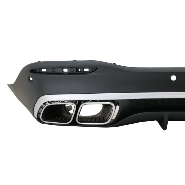 Rear Diffuser with Silver Exhaust Muffler Tips suitable for Mercedes GLE W167 SUV V167 Sport Line (2019-Up) GLE 63 Design