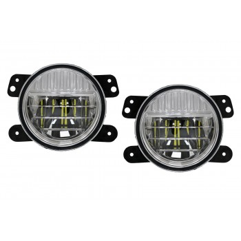 Full LED Fog Lights 4 Inch suitable for Jeep Wrangler JK TJ JL (1996-2018)