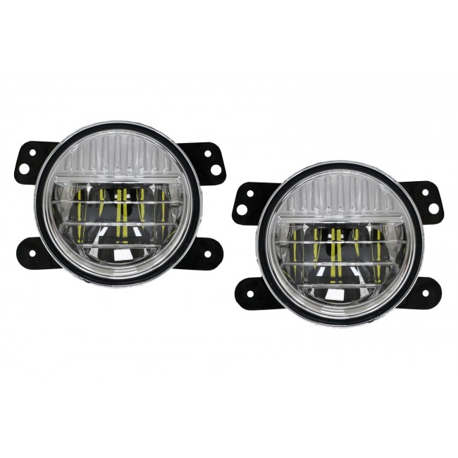 Full LED Fog Lights 4 Inch suitable for Jeep Wrangler JK TJ JL (1996-2018)