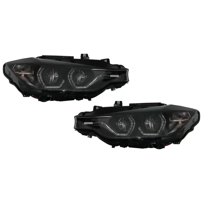 Angel Eyes Headlights LED DRL suitable for BMW 3 Series F30 F31 Sedan Touring (10.2011-05.2015) Black