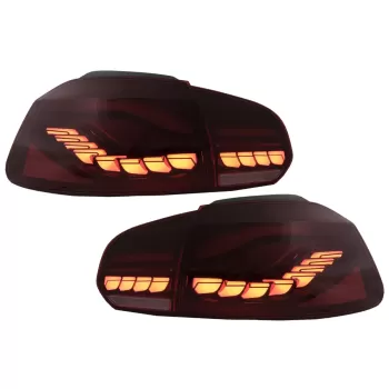 Taillights Full LED suitable for VW Golf 6 VI (2008-2013) Red Smoke with Sequential Dynamic Turning Lights (LHD and RHD)