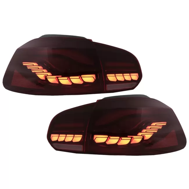 Taillights Full LED suitable for VW Golf 6 VI (2008-2013) Red Smoke with Sequential Dynamic Turning Lights (LHD and RHD)