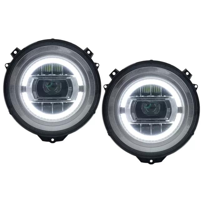 Full LED Headlights suitable for Mercedes G-Class W463 (2005-2017) Chrome Facelift 2018 Design