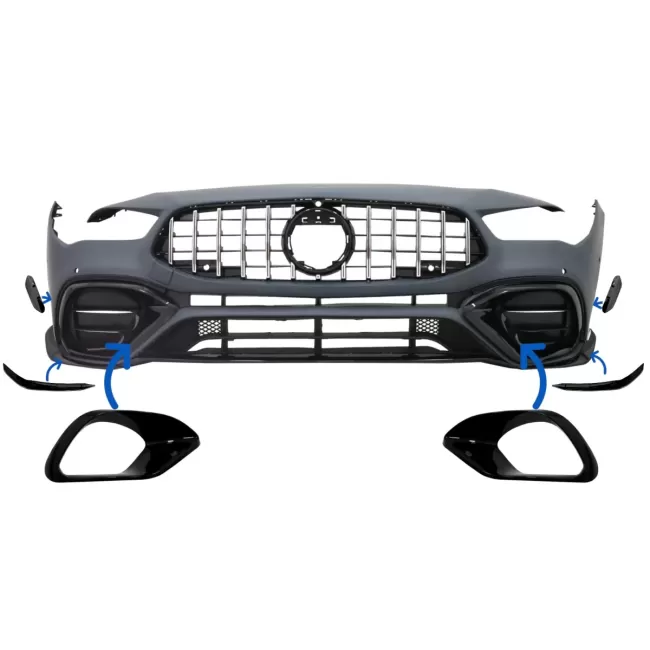 Side Grilles Cover Frames suitable for Mercedes CLA 45 CLA 45S X118 C118 (2019-05.2023) Piano Black