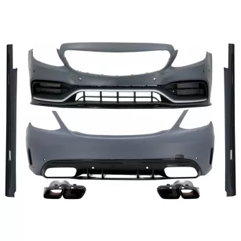 Complete Body Kit with Muffler Tips suitable for Mercedes C-Class W205 Sedan (2014-2020) C63s Edition 1 Design
