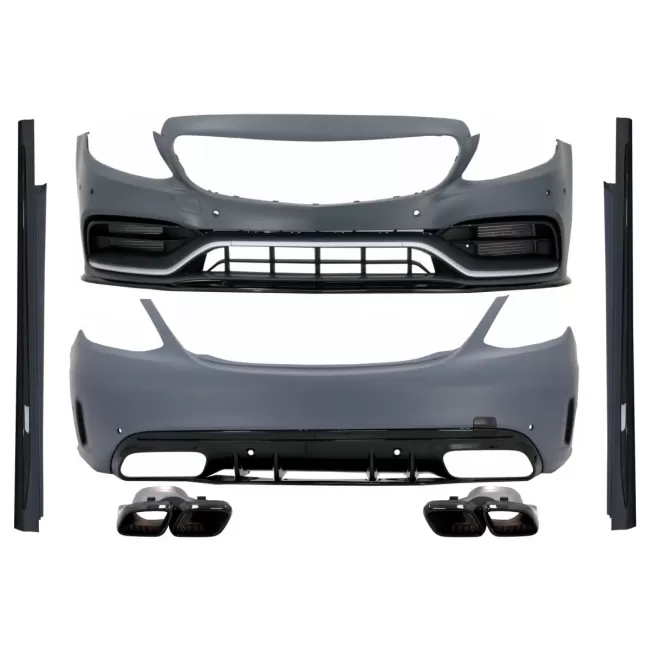 Complete Body Kit with Muffler Tips suitable for Mercedes C-Class W205 Sedan (2014-2020) C63s Edition 1 Design