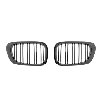 Central Kidney Grilles suitable for BMW 3 Series E46 Coupe Cabrio 2 Doors Non Facelift (1999-2002) Double Stripe M Design Piano Black