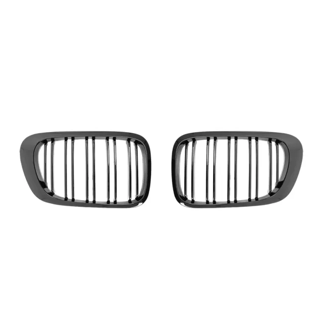 Central Kidney Grilles suitable for BMW 3 Series E46 Coupe Cabrio 2 Doors Non Facelift (1999-2002) Double Stripe M Design Piano Black