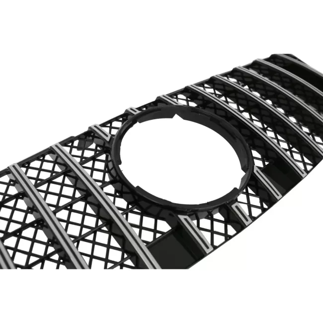 Central Front Grille suitable for Mercedes ML W164 Facelift (07.2008-2011) GT-R Panamericana Design Black Chrome