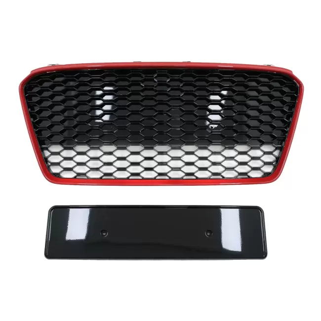 Front Grille suitable for Audi R8 42 1st Generation Facelift (2013-2015) RS Design Glossy Black Red
