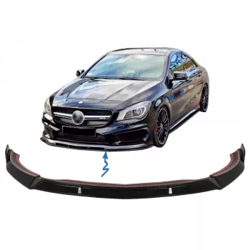 Front Bumper Spoiler Lip suitable for Mercedes CLA45 C117 X117 (2013-2016) Glossy Black