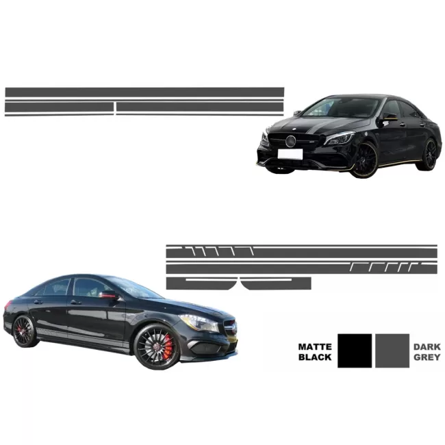 Set Sticker Side Decals and Upper Bonnet Roof Tailgate Dark Grey suitable for Mercedes CLA W117 C117 X117 (2013-2016) W176 (2012-2018) 45 Design Edition 1