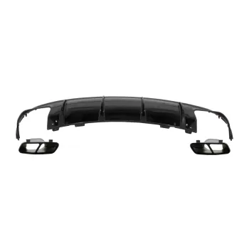 Rear Bumper Air Diffuser with Exhaust Muffler Tips suitable for Mercedes CLA W117 X117 Shooting Brake (2013-2018) Facelift CLA45 Look Black