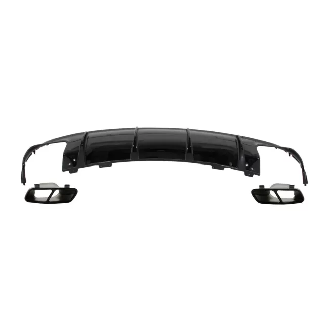 Rear Bumper Air Diffuser with Exhaust Muffler Tips suitable for Mercedes CLA W117 X117 Shooting Brake (2013-2018) Facelift CLA45 Look Black