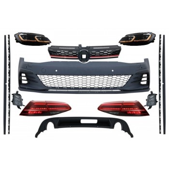 Pilnas kėbulo rinkinys su priekiniais žibintais „Bi-Xenon“ ir „ASLESTS“ LED, tinkančiomis „VW Golf 7.5 VII Facelift“ (2017-oji) GTI dizainas