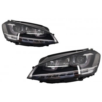 Priekinių žibintų 3D LED DRL, tinkamas „VW Golf 7 VII“ (2012–2017 m.) Sidabrinės R-line LED tekančios dinaminės nuoseklios posūkio lemputės RHD RHD
