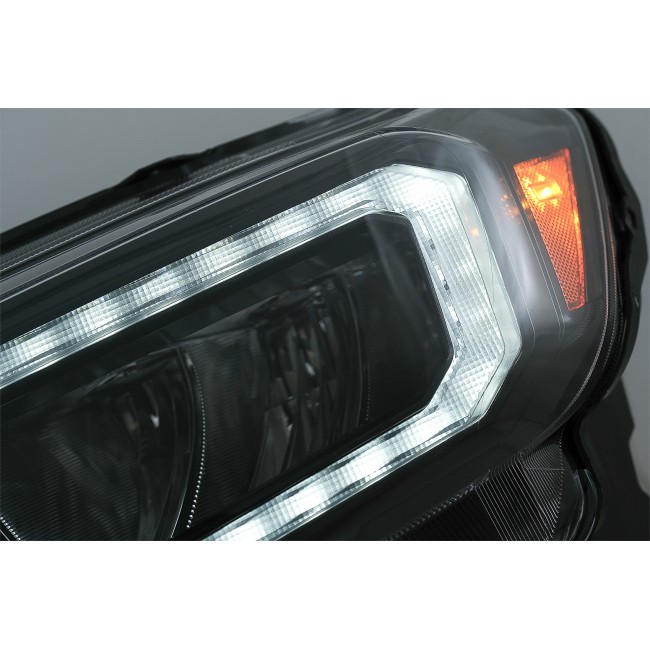 Priekinių žibintų šviesos šviesos juosta, tinkanti „Ford Ranger“ (2015–2020) LHD pilnai juodas korpusas su nuosekliais dinaminiais posūkio žibintais