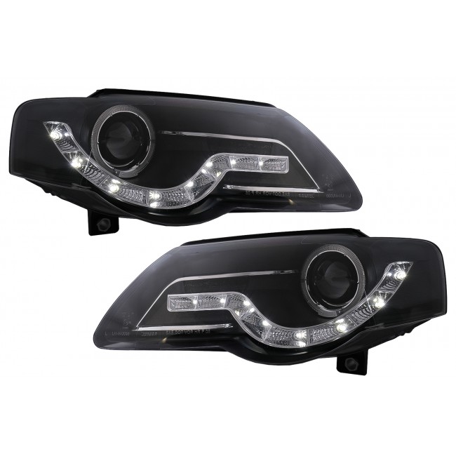 LED DRL Angel Eyes Headlights suitable for VW Passat B6 3C (03.2005-2010) Black