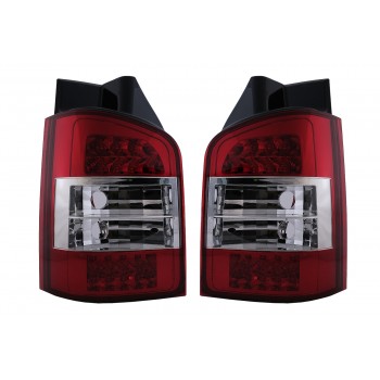 LED galiniai žibintai, tinkantys „VW Transporter V T5.1“ (2010-04.2015) „Chrome Red Clear“