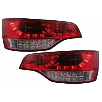 Visiški LED galiniai žibintai, tinkantys „Audi Q7 4L“ (2006–2009) „Red Clear“